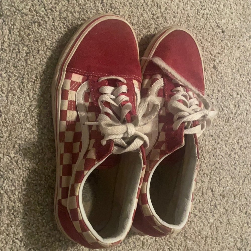 red checkerboard vans